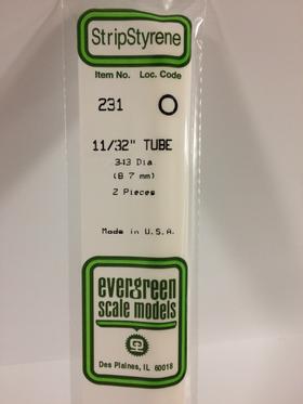 Evergreen Tube .344" Diameter - Opaque White Polystyrene - #231