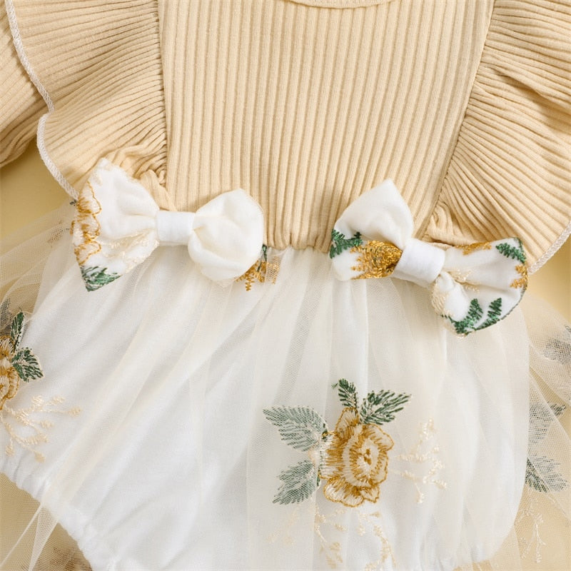OPHELIA Embroidered Tulle Romper Dress