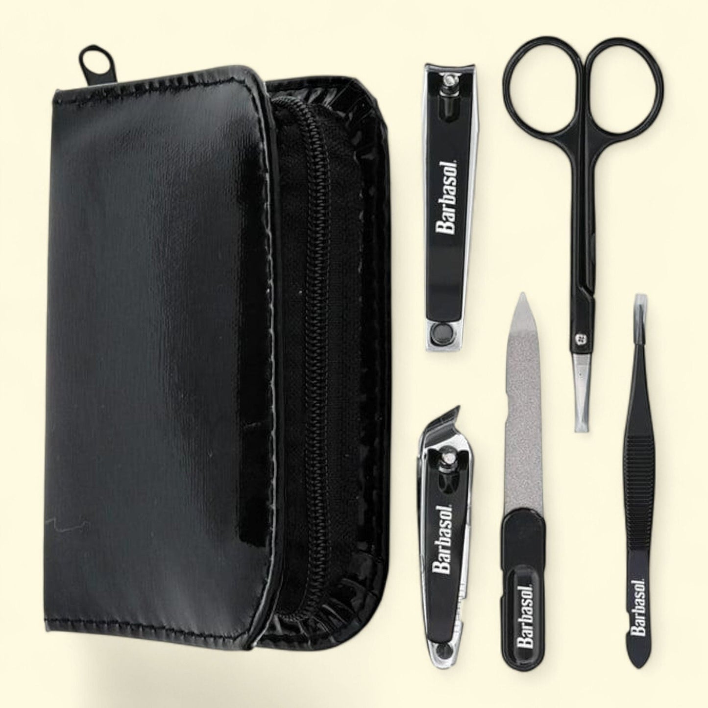 Barbasol Nail Grooming Kit, 6-Piece, Safety Scissors, Large and Slanted Clipper, Pointed Tweezers, Nail File