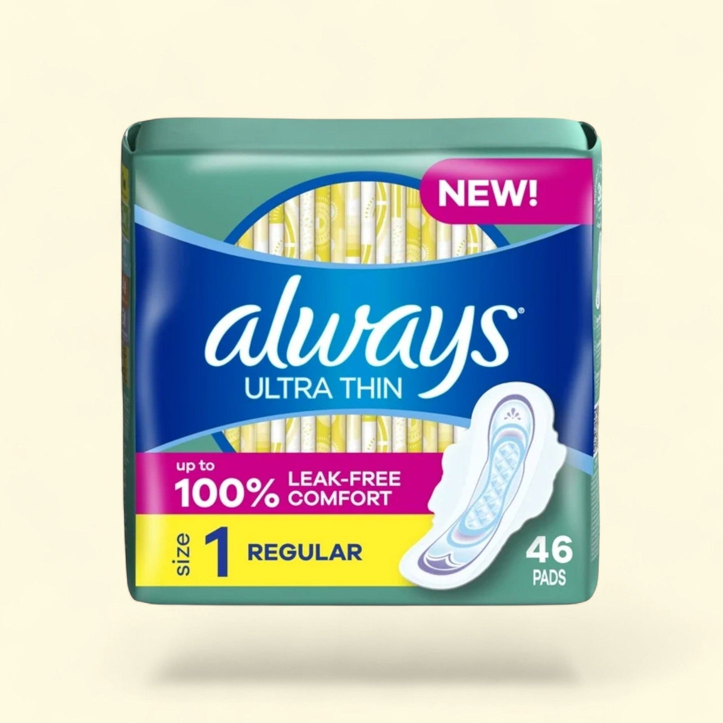 Always Ultra Thin Feminine Pads with Wings, Size 1, 46 Count
