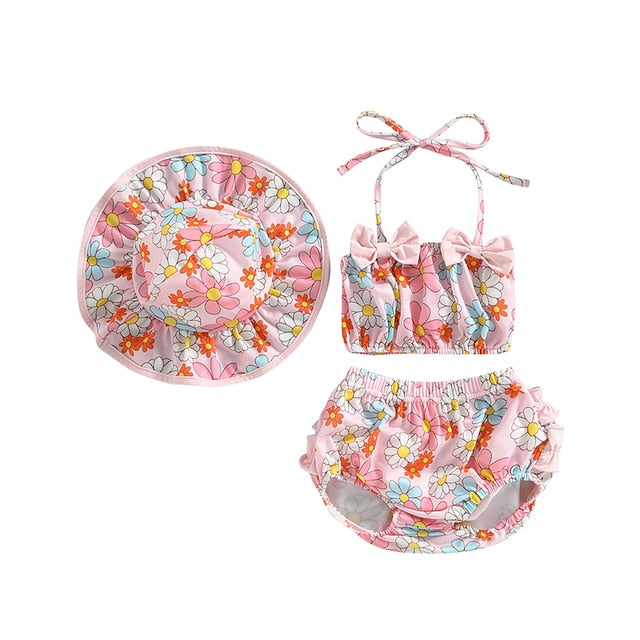 SUMMER VIBES Bowtie Bikini with Sun Hat