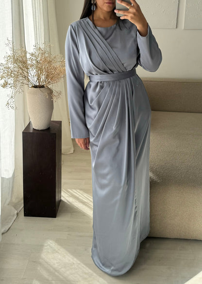 Robe Turquie Satin Epais I Bleu Gris