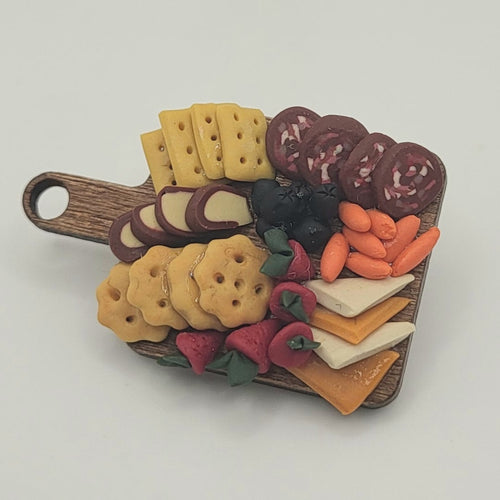 Charcuterie Board - Cheese, Fruit, Meat, Crackers - 1/12 Scale Miniature