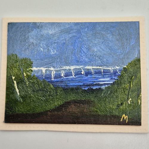 Oil Painting Beach with Bridge by Teri Morris - 1/12 Scale Dollhouse Miniature