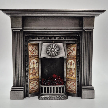 Small Coal Fireplace with Lightable Firebox - 1/12 Scale Dollhouse Miniature