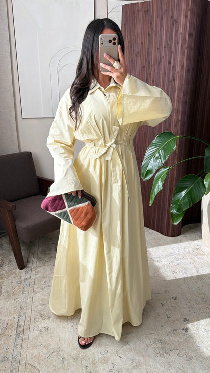 Robe Chemise Doublee 100 Coton I Jaune
