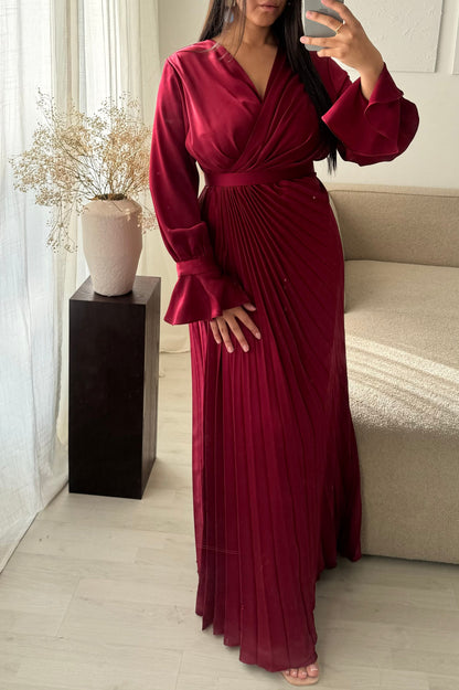 Robe Turquie Cache Coeur Plissee I Bordeaux