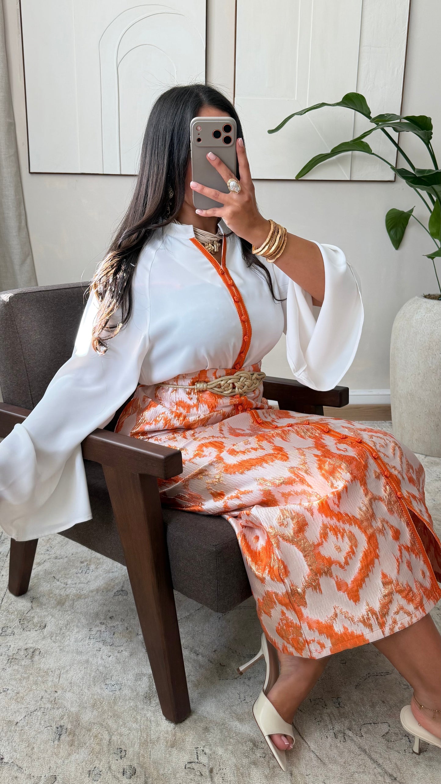 Ensemble Jupe Brocard Dore I Orange