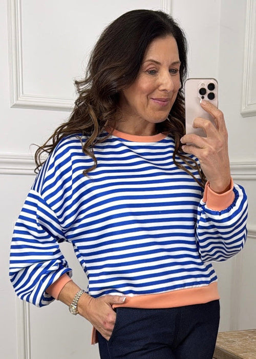 Presley Blue Stripe Sweatshirt