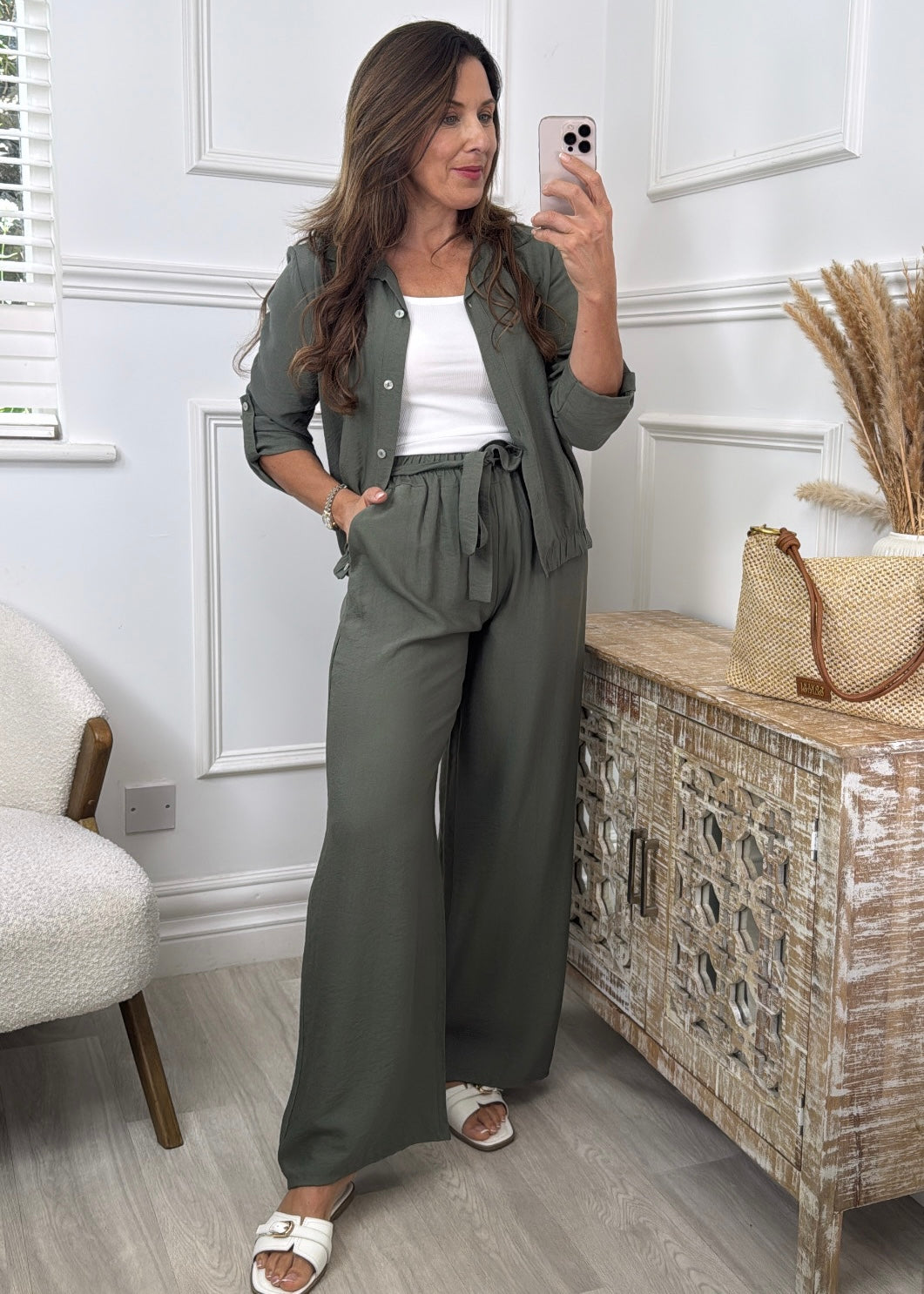 Michelle Khaki Pants and Top Set