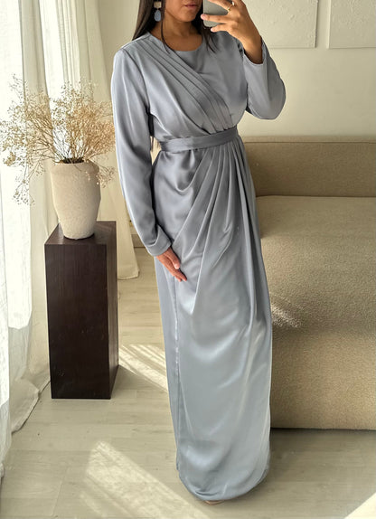 Robe Turquie Satin Epais I Bleu Gris