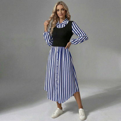 Striped Layred Midi Dress