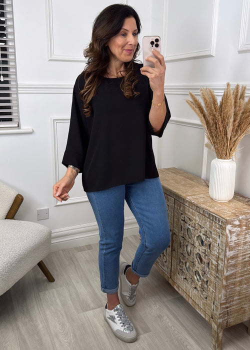 Cliona Black Flowing Blouse