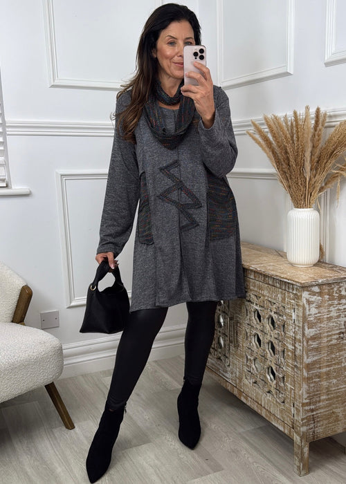 Meadow Grey Tunic With Scarf