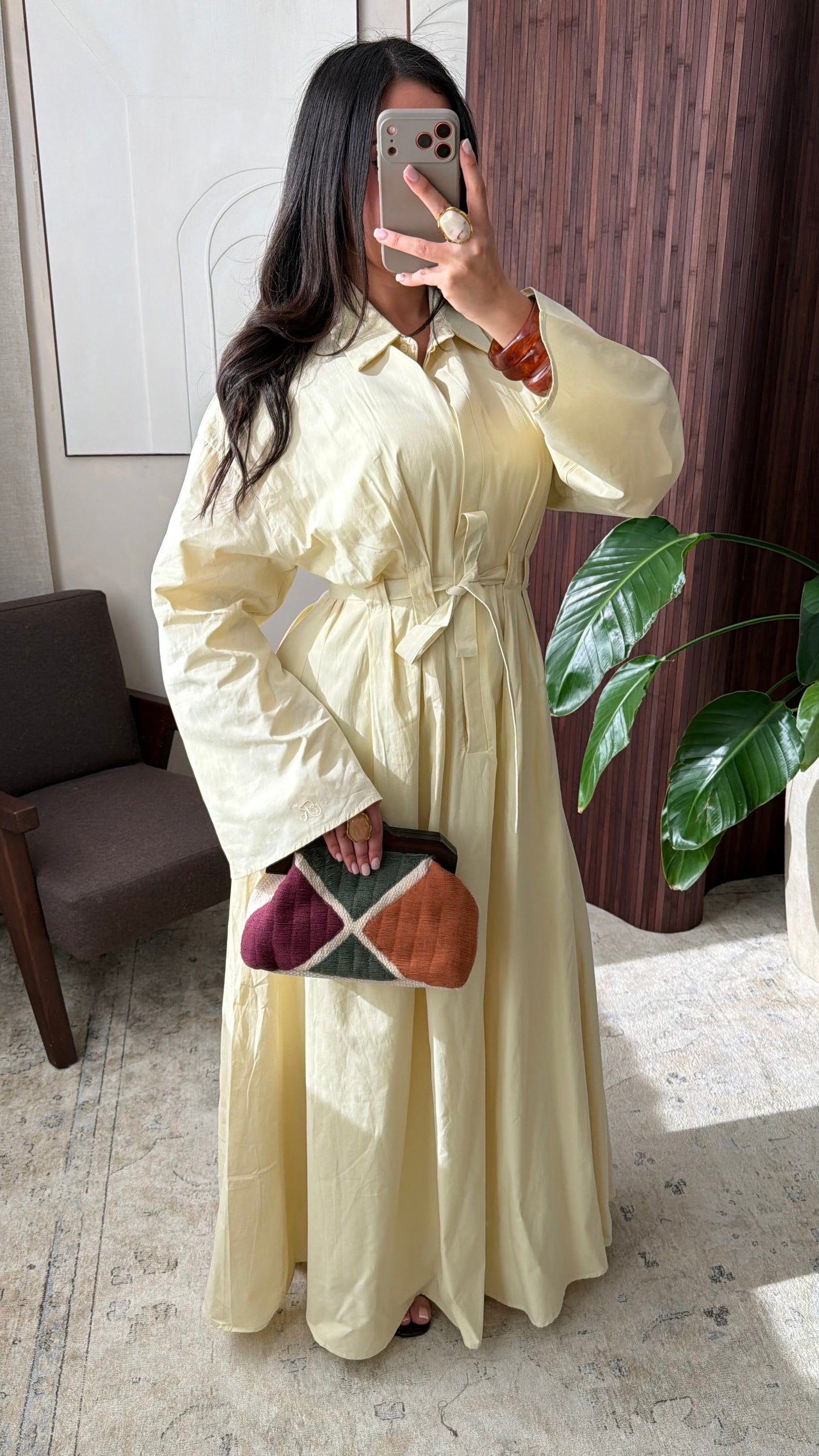 Robe Chemise Doublee 100 Coton I Jaune
