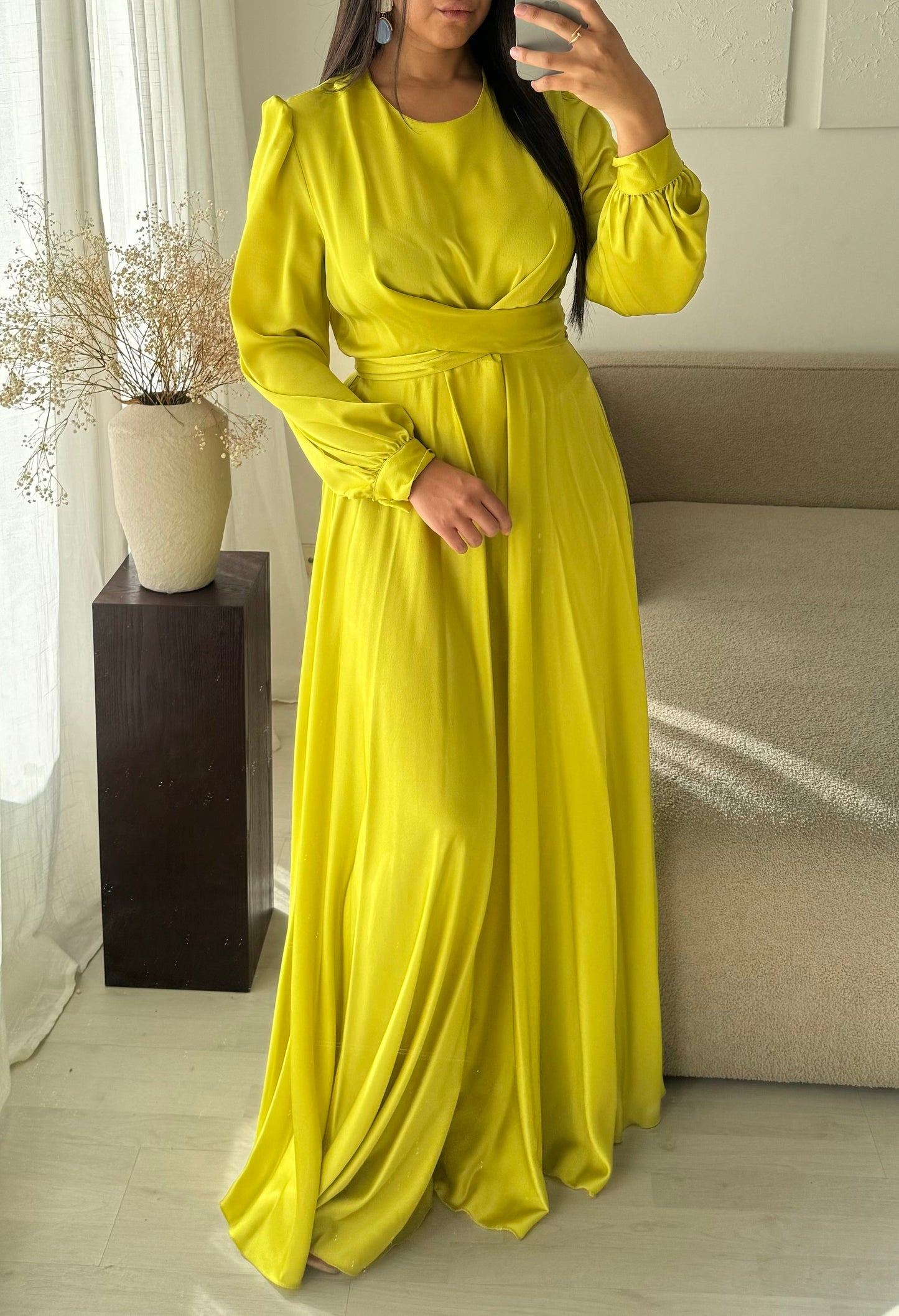Robe Turquie Cloche A Nouer Au Dos I Vert Anis