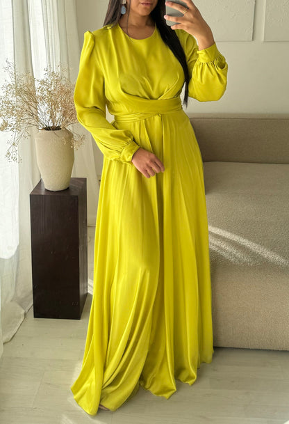 Robe Turquie Cloche A Nouer Au Dos I Vert Anis