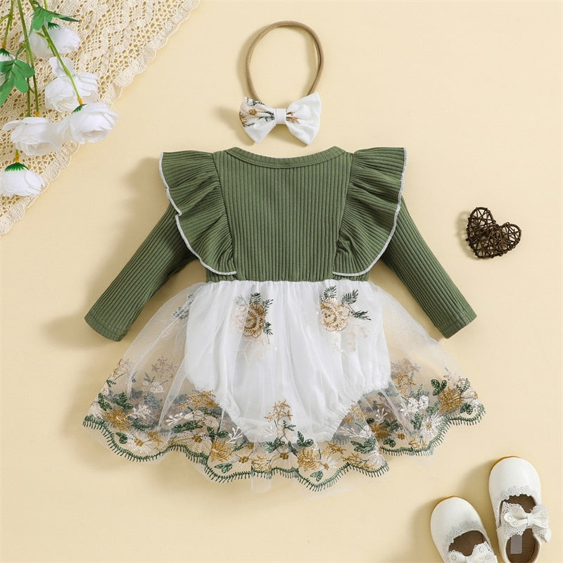 OPHELIA Embroidered Tulle Romper Dress