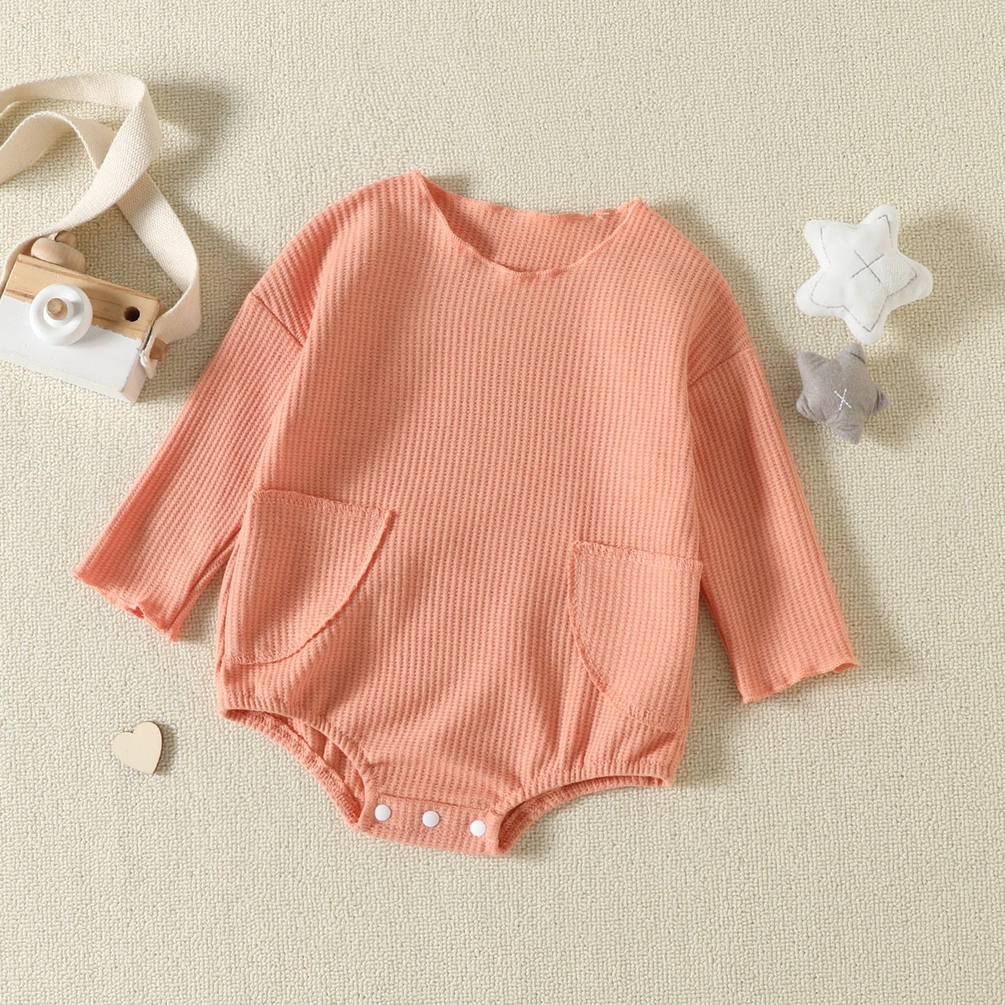 MAGGIE Waffle Knit Pocket Long-Sleeve