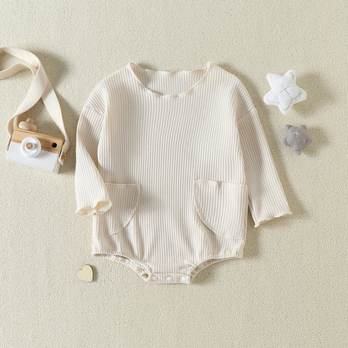 MAGGIE Waffle Knit Pocket Long-Sleeve