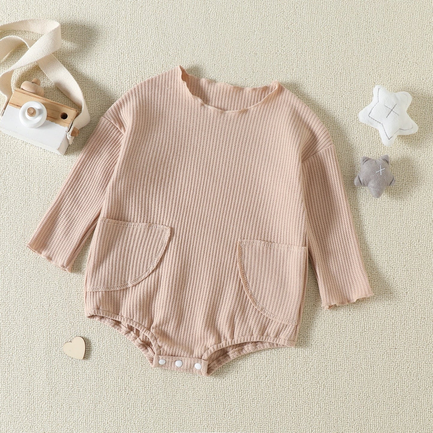 MAGGIE Waffle Knit Pocket Long-Sleeve
