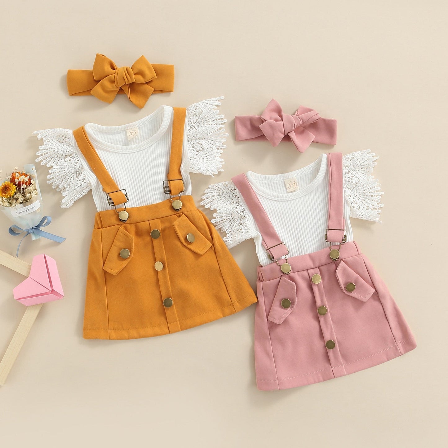 TERESA Overall Skirt Outfit with Headband