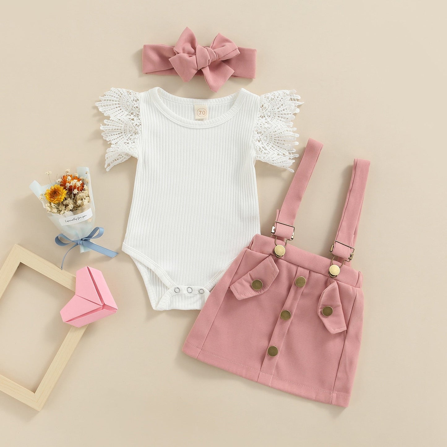 TERESA Overall Skirt Outfit with Headband