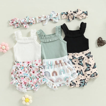 SOLINE Summer Ruffle Outfit with Headband