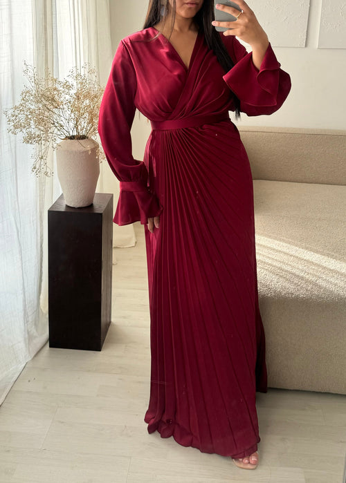 Robe Turquie Cache Coeur Plissee I Bordeaux
