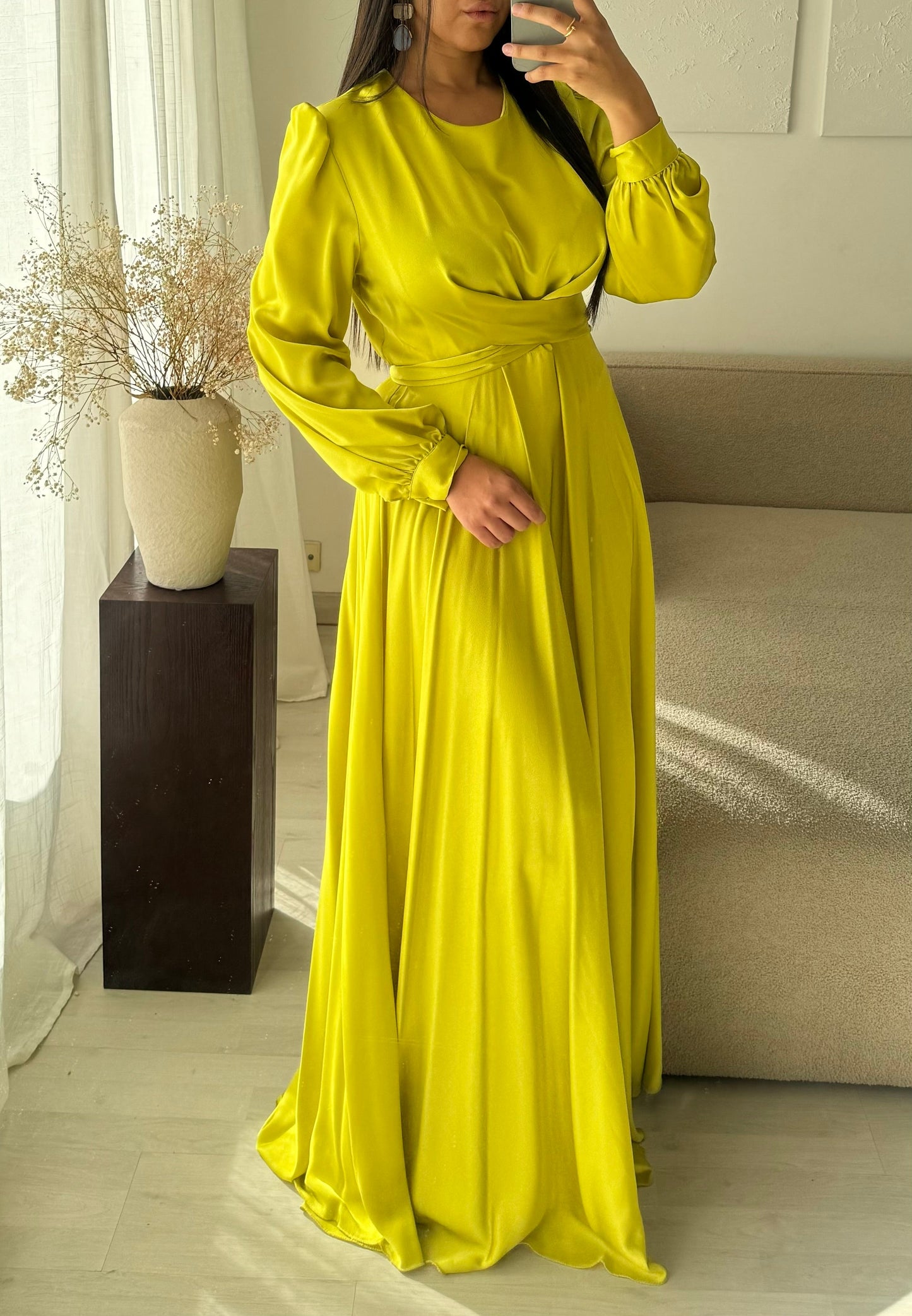 Robe Turquie Cloche A Nouer Au Dos I Vert Anis