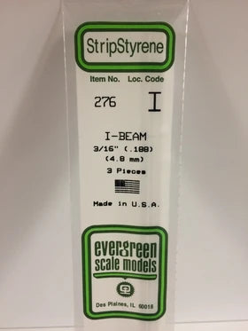 Evergreen I-Beam .188" - Opaque White Polystyrene - #276