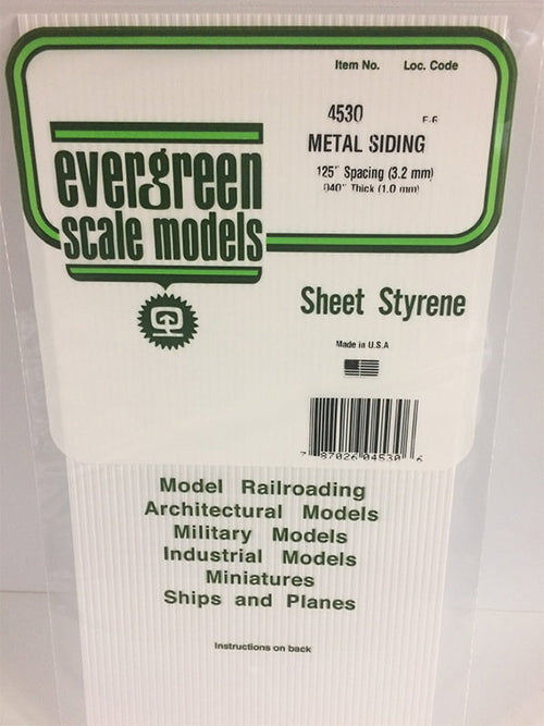 Evergreen Metal Siding .125" - Opaque White Polystyrene - #4530