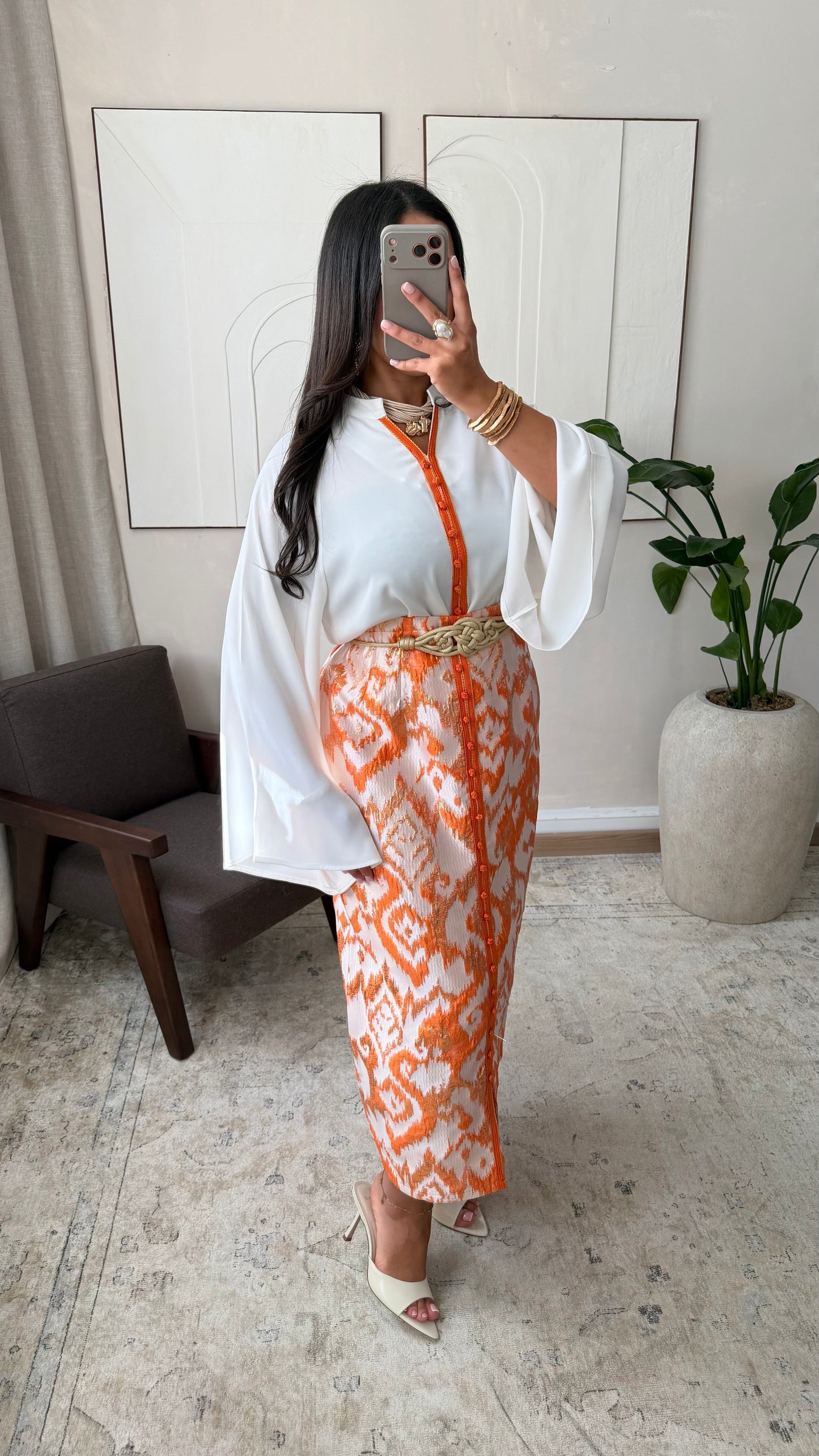 Ensemble Jupe Brocard Dore I Orange