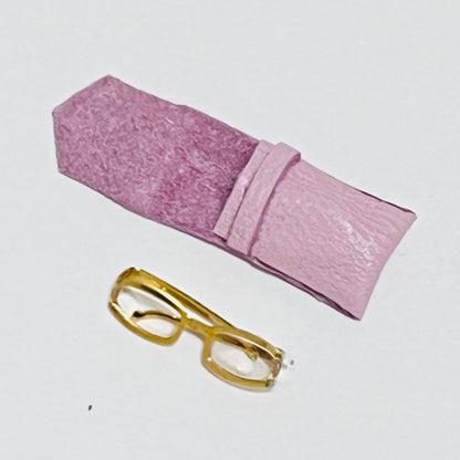 Pair of Glasses with Case - Handmade - 1/12 Scale Dollhouse Miniature