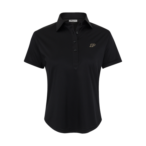 Purdue Women's Cap Sleeve Semi Spread Polo Black
