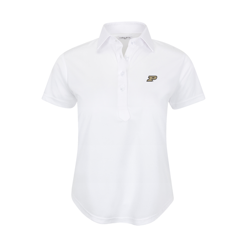 Purdue Women's Cap Sleeve Semi Spread Polo White