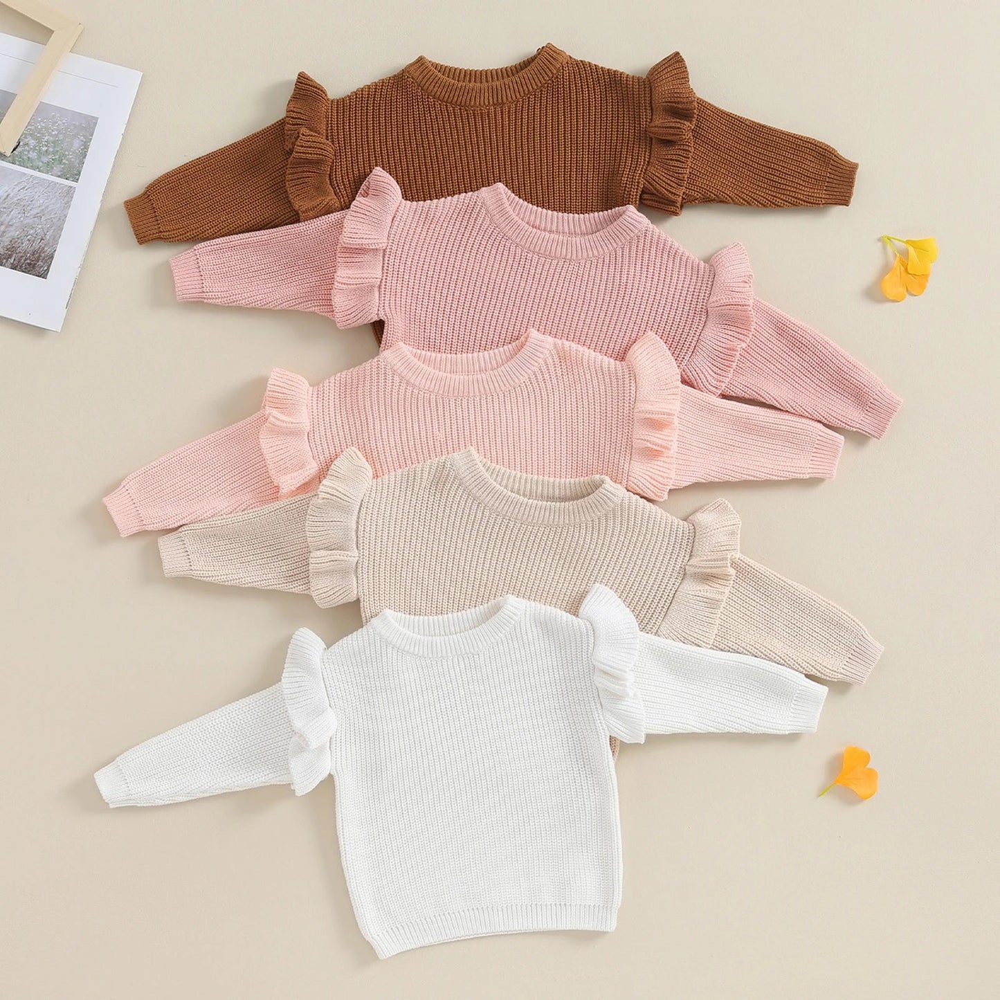 AUDREY Ruffle Sleeve Knitted Sweater