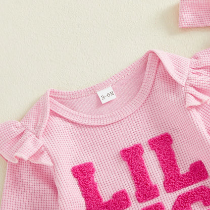 LIL SIS Bowtie Waffle Knit Outfit