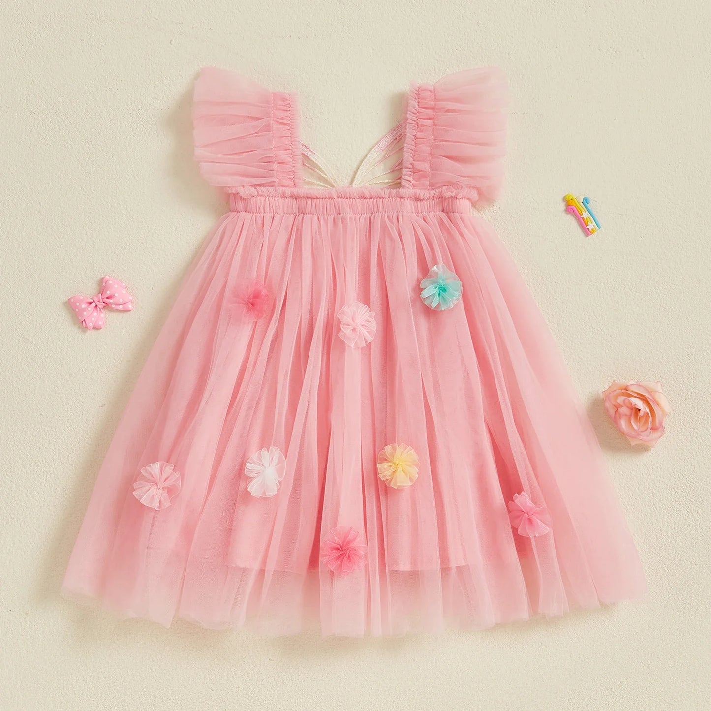 BUTTERFLY Pompom Tulle Dress