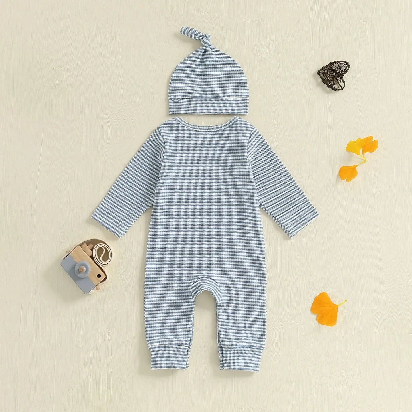 LITTLE BRO Striped Jumpsuit with Beanie
