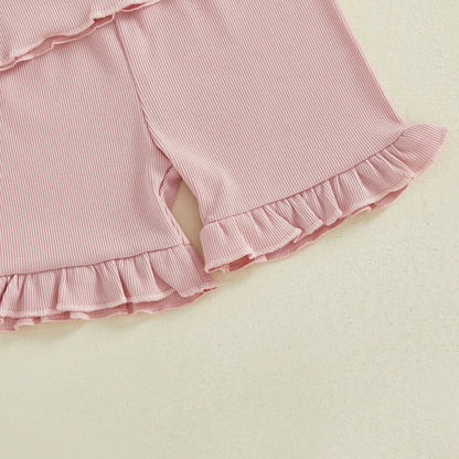 LITTLE BOWTIE Ribbed Ruffle Outfit