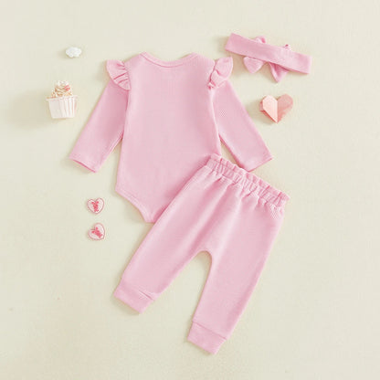 LIL SIS Bowtie Waffle Knit Outfit
