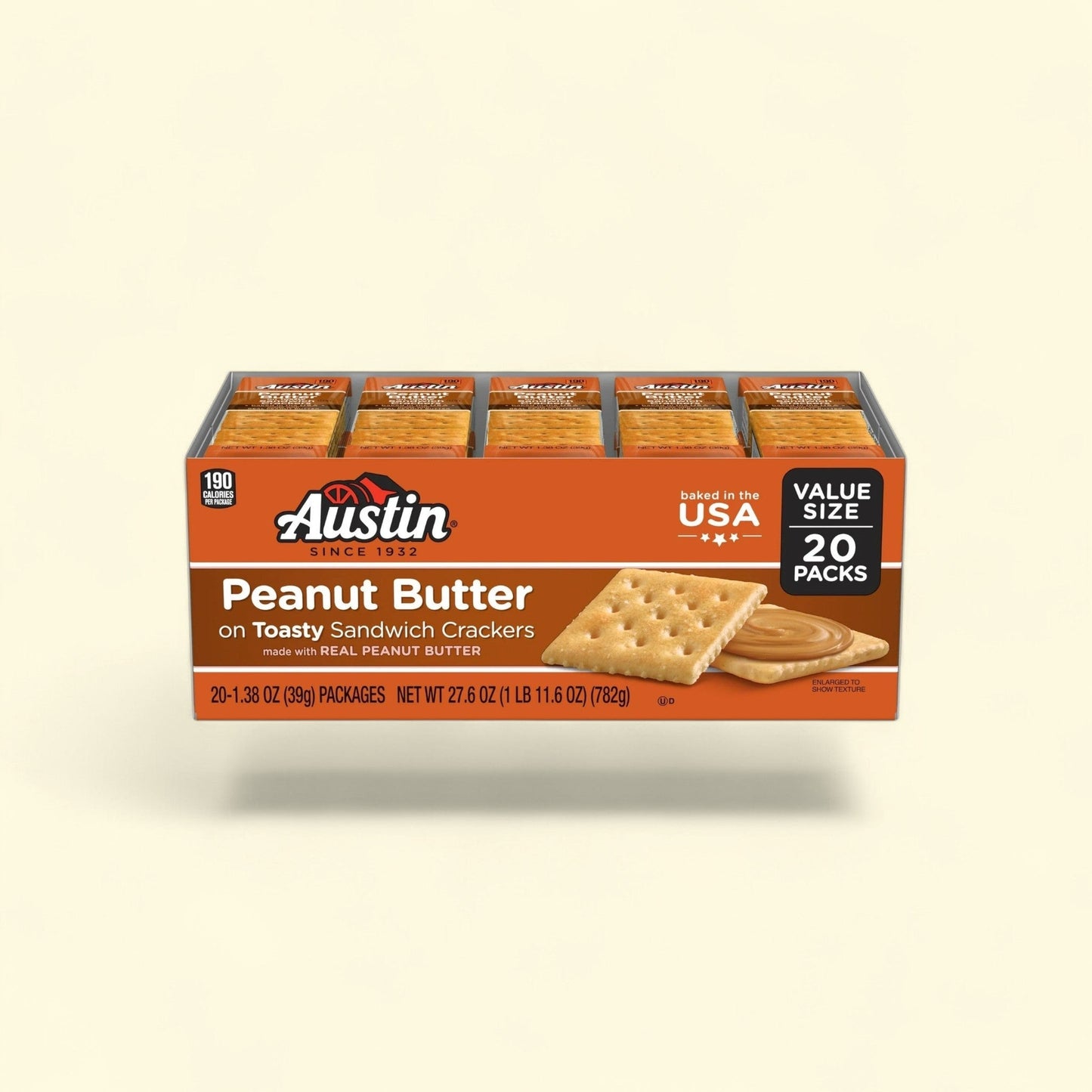 Austin Toasty Sandwich Crackers, Peanut Butter, 20 Count