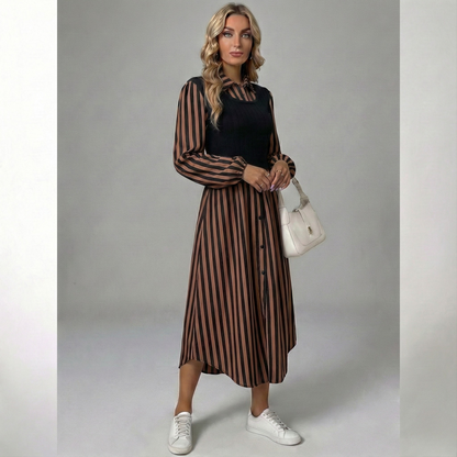 Striped Layred Midi Dress