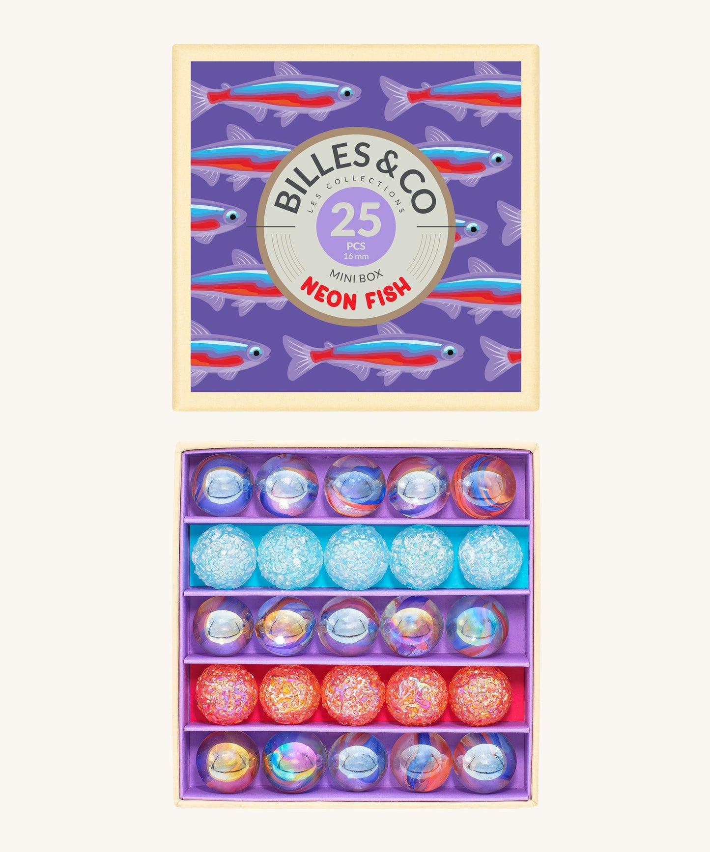Billes & Co Neon Fish Marbles Mini Box - 25 Pack