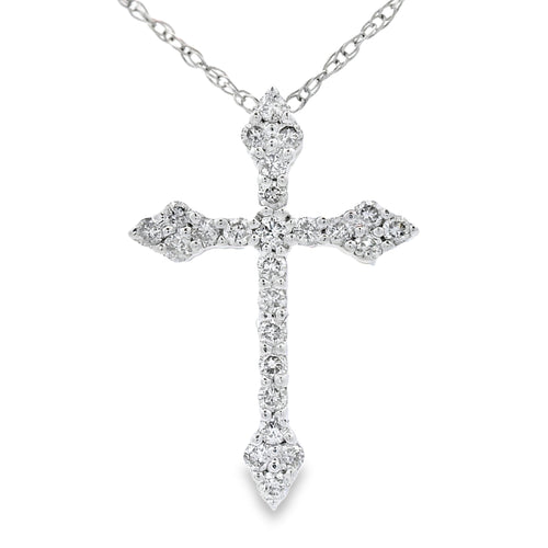 .16ct Diamond Cross Religious Pendant 14KT White Gold