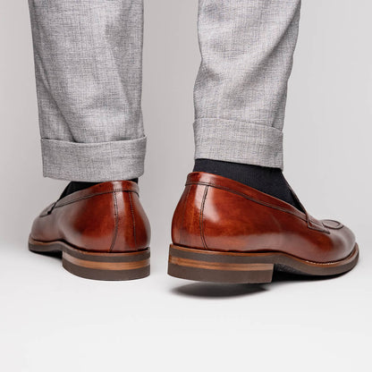 15-400-CGN ROMA Hand Burnished Calfskin Penny Loafer Cognac