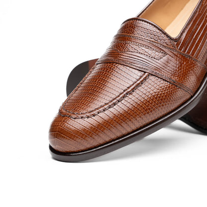 14-202-CGN ROSSI Teju Lizard Penny Loafer, Cognac