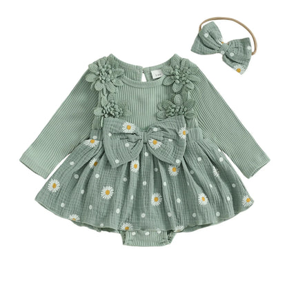 DAISY Crochet Floral Romper Dress