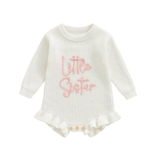 LITTLE SISTER Knitted Ruffle Romper